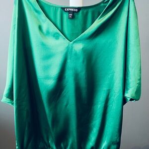 Express Emerald Satin Top